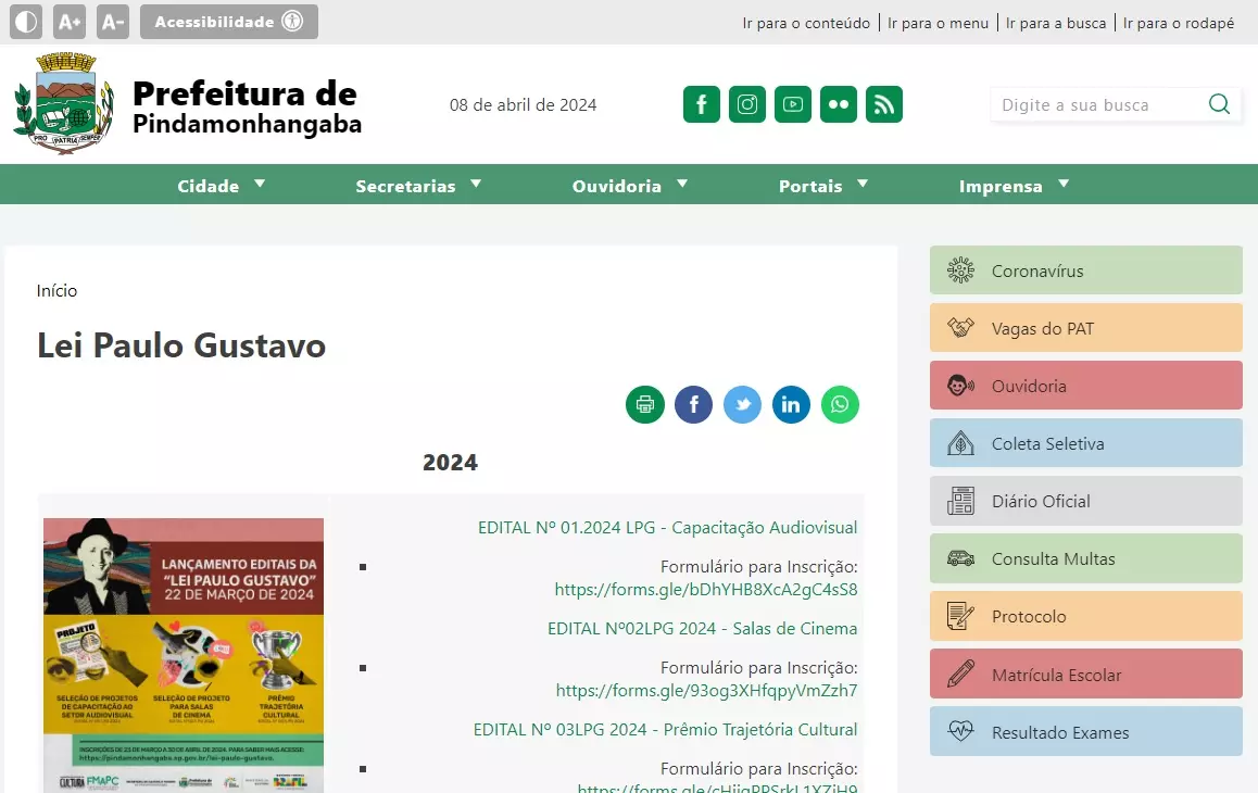 Inscrições para editais da Lei Paulo Gustavo para 2024 seguem até o final deste mês